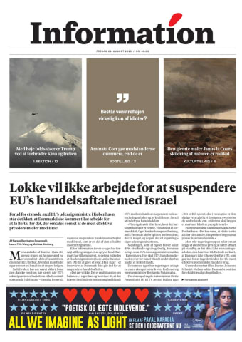 Avisens forside: Fredag 29. august 2025