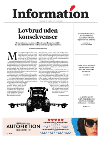 Avisens forside: Tirsdag 8. september 2026