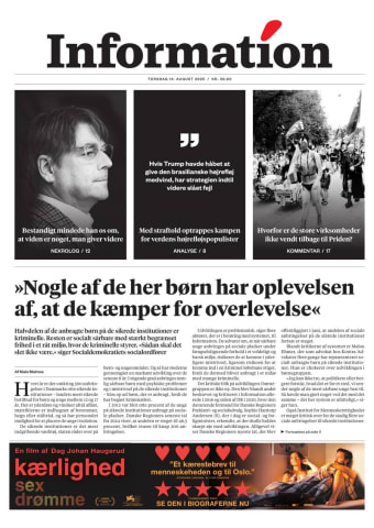 Avisens forside: Torsdag 14. august 2025