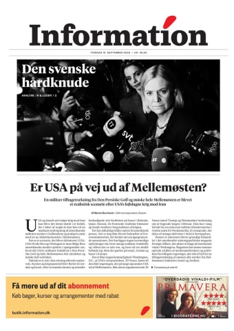 Avisens forside: Tirsdag 15. september 2026