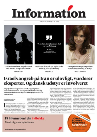 Avisens forside: Onsdag 18. juni 2025