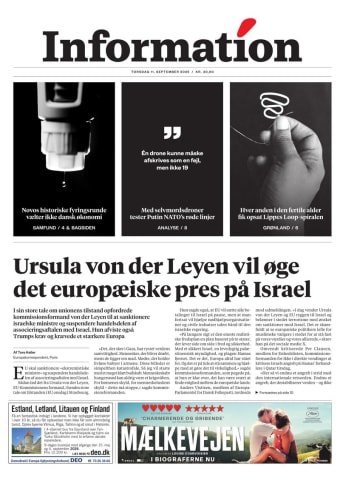 Avisens forside: Torsdag 11. september 2025