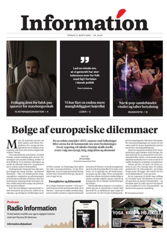 Avisens forside: Tirsdag 31. marts 2026