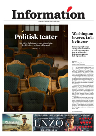 Avisens forside: Torsdag 13. august 2026