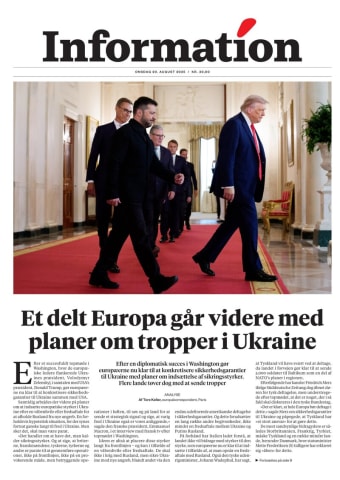 Avisens forside: Onsdag 20. august 2025
