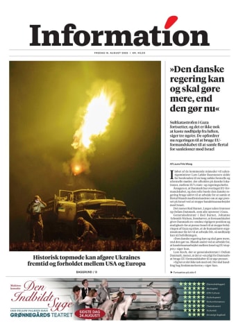 Avisens forside: Fredag 15. august 2025