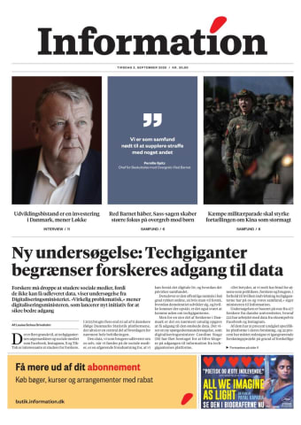 Avisens forside: Tirsdag 2. september 2025