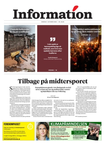 Avisens forside: Onsdag 7. oktober 2026