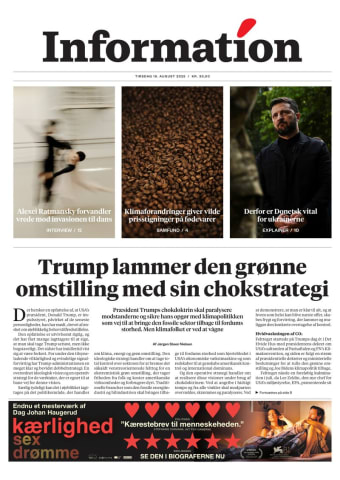 Avisens forside: Tirsdag 19. august 2025