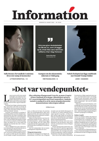 Avisens forside: Mandag 25. august 2025