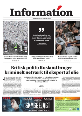 Avisens forside: Tirsdag 12. august 2025