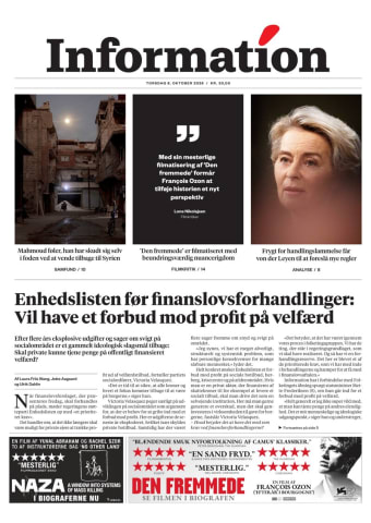 Avisens forside: Torsdag 8. oktober 2026