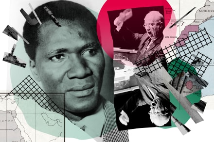 Det berømte billede af Nikita Khrusjtjov under FN-topmødet i 1960 (øverst til højre) blev manipuleret efterfølgende for at dokumentere den stædige historie om, at den sovjetiske leder i raseri hamrede sin sko i bordet.