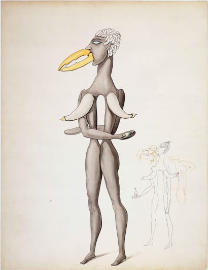 Det er sjovt, så ens surrealisternes underbevidsthed så ud, mængden af kvindebryster, kvindeben og kønsorganslignende konkylier taget i betragtning. Her Victor Brauner: ’Anatomy of Desire’ (1936).