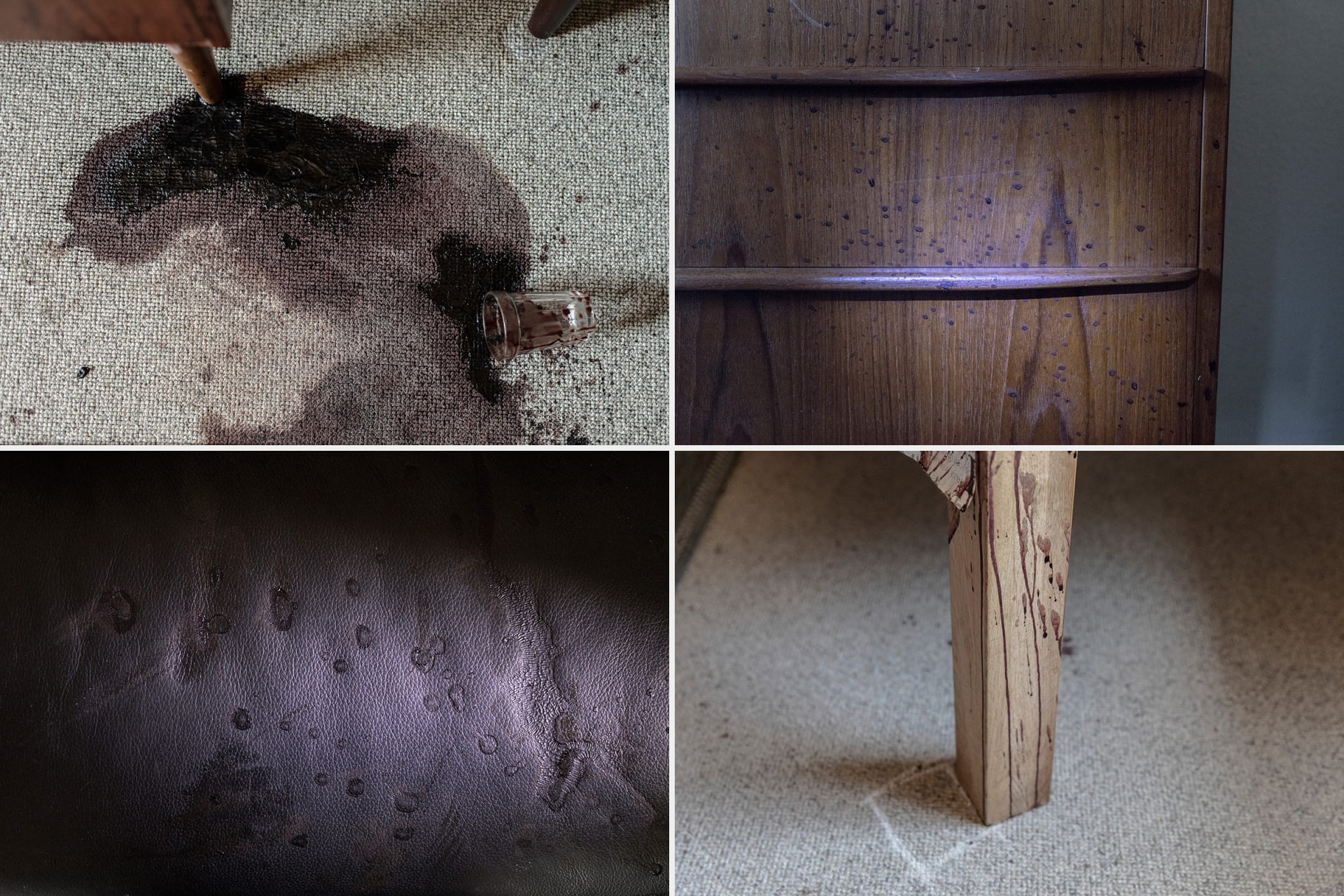 At the scene of the crime experienced crime scene investigators mark evidence traces after the knife killing.