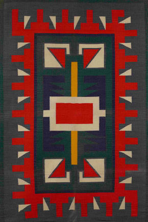 Anna Thommesen: »Rød, gult, grønt«, 1944. Vævning, indfarvet uld, 170 x 111 cm, Holstebro Kunstmuseum.